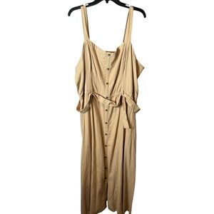 All Worthy Midi Smocked Dress Tan 22WT 22W Tall